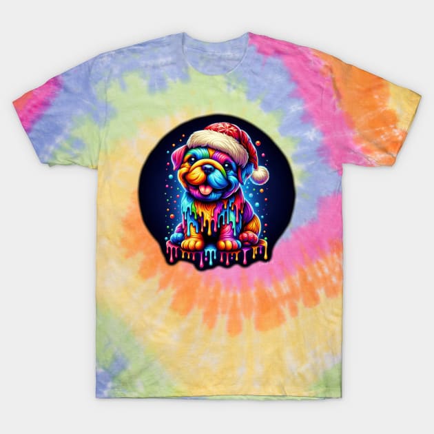 Colorful melting Xmas Dog #1 T-Shirt by Farbrausch Art